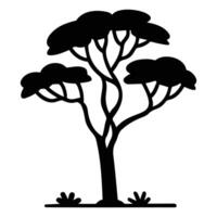 Silhouette of a Unique Tree with Curved Branches vector
