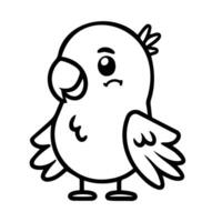 Cute Cartoon Bird with Simple Lines and Expressions vector