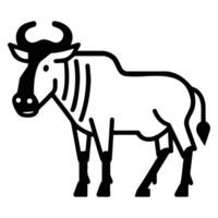 Simple Line Drawing of a Wildebeest or Gnu vector