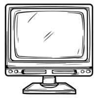 Vintage Computer Monitor in Hand-Drawn Style vector