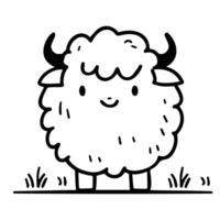 Cute Cartoon Sheep Character with Friendly Expression vector