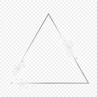 Silver glowing triangle frame with sparkles vector