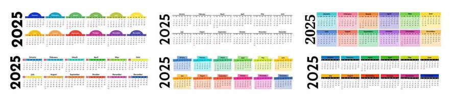 Calendar for 2025 isolated on a white background vector