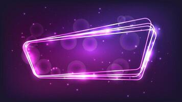 Neon rounded frame with shining effects and sparkles vector