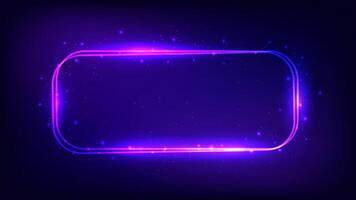 Neon double rounded rectangular frame vector