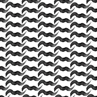 Seamless pattern with black wavy grunge brush strokes