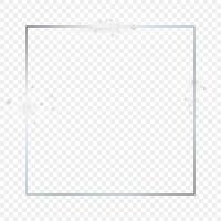 Silver glowing square frame with sparkles vector