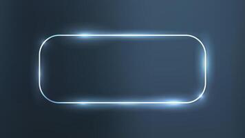 Neon rounded rectangle frame with shining effects vector