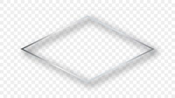 Silver glowing rhombus shape frame with shadow vector