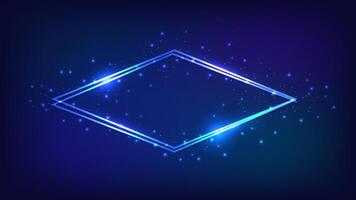 Neon double rhombus frame with shining effects vector