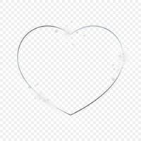 Silver glowing heart shape frame with sparkles vector