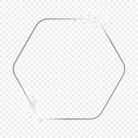 Silver glowing rounded hexagon frame with sparkles vector