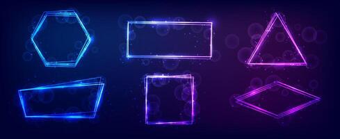 Neon frame with shining effects and sparkles vector