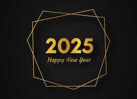 2025 Happy New Year gold geometric polygonal background vector