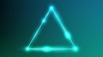 Neon triangle frame with shining effects vector