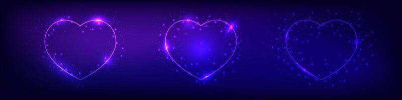 Set of neon frames with shining effects vector