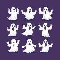 Set of cartoon ghost characters with different expressions vector