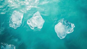 Large chunks of ice in the ocean top of view landscape photo