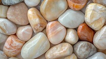Abstract pattern brown gravel stones smooth glossy texture marble polished modern background photo