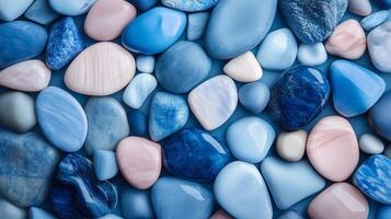 Abstract pattern blue gravel stones smooth glossy texture marble polished modern background photo