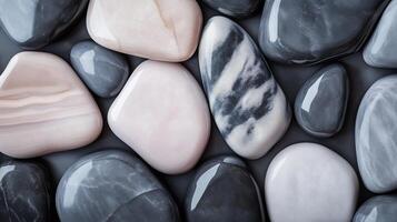 Abstract pattern grey gravel stones smooth glossy texture marble polished photo