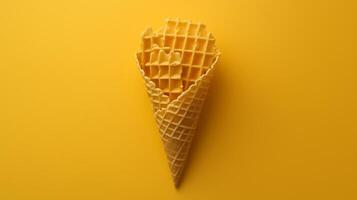 Waffle wrapped on brown paper cone wrapped copy space background photo