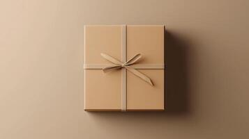Brown square container mockup carton box package brown background photo