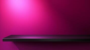 Black steel countertop shelf with spotlight and pink wall for product display promotion photo