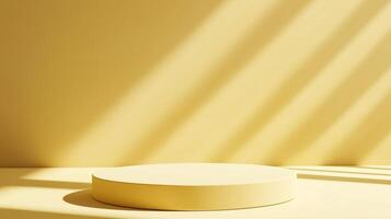Podium stage modern minimalist yellow wall with spotlight presentation show case background photo