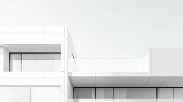 White modern contemporary architecture minimalist geometric construction building with sky photo