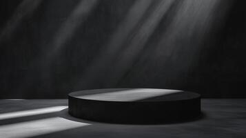 Black elegant stage show case podium with spotlight for branding presentation product photo