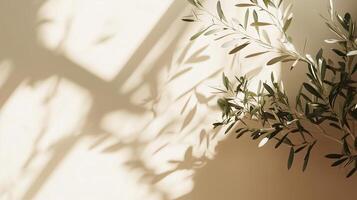 Blank wall building with shadow sunlight light from window and plant copy space background photo