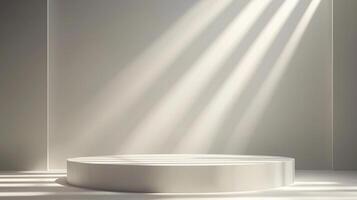 White elegant stage show case podium with spotlight for branding presentation product photo