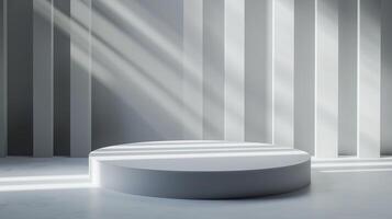 White elegant stage show case podium with spotlight for branding presentation product photo