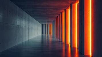 Architecture grey and orange cement corridor high wall exterior modern building with blue sky photo