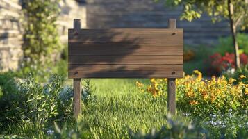 Blank wooden trunk board for label information important in pimiento vegetable botanical field garden photo