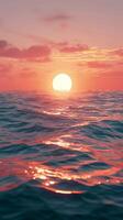 Sunset beauty horizon sky on ocean water with reflection light marine surface story background photo