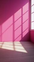 Vivid magenta wall with shadow sun light from window in living room minimalist story background photo