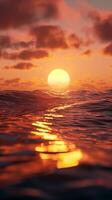 Sunset beauty horizon sky on ocean water with reflection light marine surface story background photo