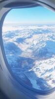 Best clouds view from window plane from holiday travel journey or business trip photo