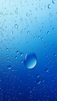 Waterdrop bubble splashing rounded on blue blurred background photo