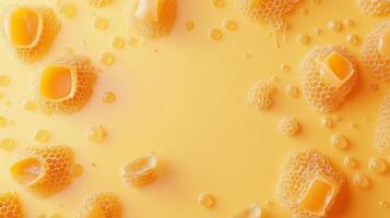 Circular arrangement of beeswax from bee, copy space solid background photo