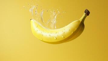 Banana fruit in water with bubble, organic botanical gardening real food green background photo