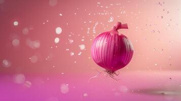 Onion vegetable seasoning for cooking in water with bubble for branding product photo