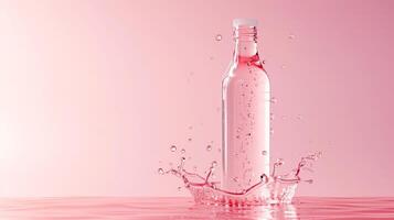 Bootle drink tin blank container in water with splashing bubble for mockup promotion product photo