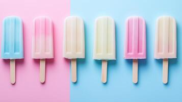 colorful pop sickle fruit flavor for sugar cold snack in summer day homemade photo