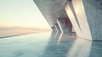 Grey light architecture empty concrete floor with modern structure perspective photo