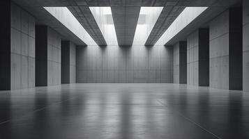 Grey architecture empty concrete floor modern structure perspective photo