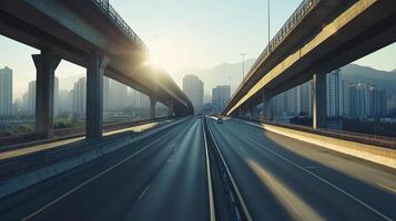 Highway overpass motion road perspective traffic blurred motion transportation photo