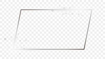 Silver glowing rectangular shape frame with sparkles vector